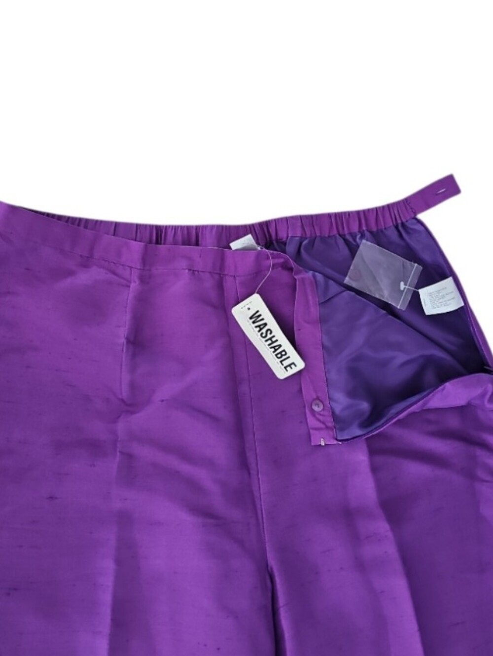 NWT Worthington 100% Washable Silk Pants Lined Women’s 22W Purple Career Luxury - Picture 9 of 16